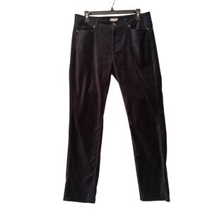 J Jill Black Jean Style Velour Pants Straight Legs Mid-Rise Slight Stretch Sz 10